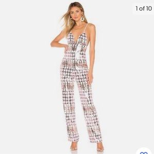 Revolve X by NBD Pink Sequin Jumpsuit